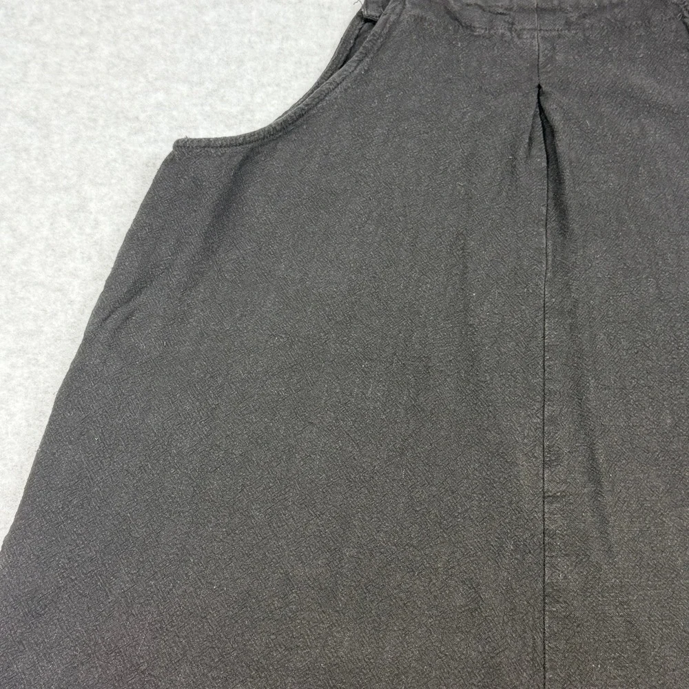 Anrabess Womens Large Black Linen Blend Short Overalls Adjustable Romper Pockets